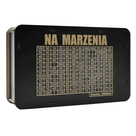 Czarna Skarbonka wykreślanka na marzenia różne sumy do wyboru